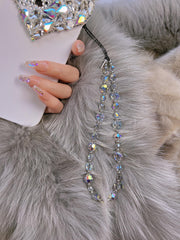 Faceted Austrian Crystal Phone Charm, Sparkly Beaded Wrist Strap Lanyard for Women, High-Shine Smartphone Accessory